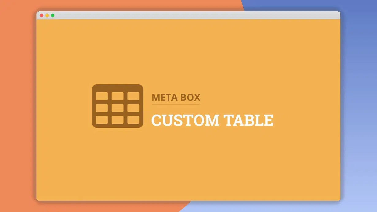 Meta Box Custom Table